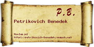 Petrikovich Benedek névjegykártya